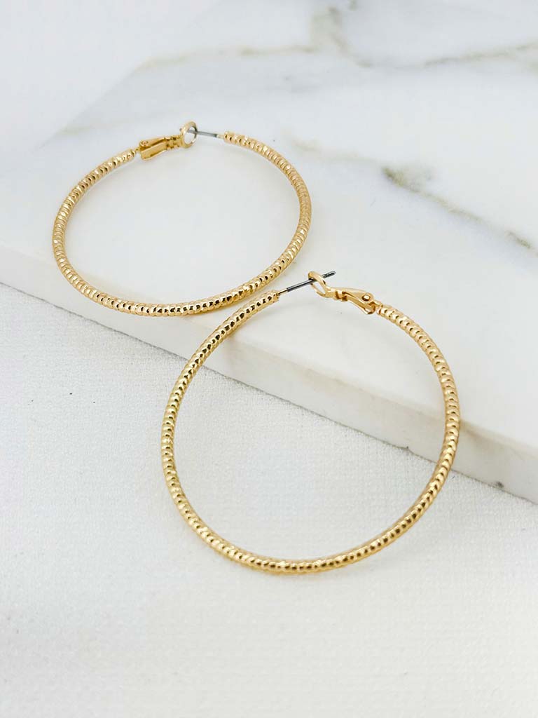 Envy Textured Hoop Earrings - Gold