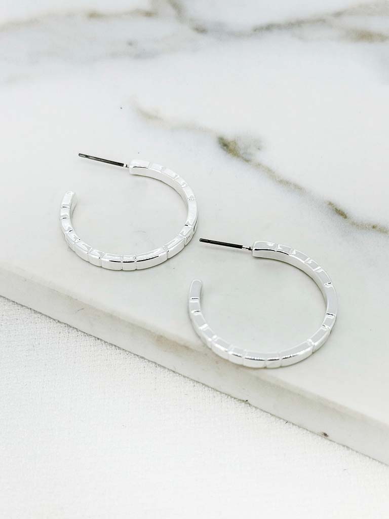 Envy Ridged Hoop Earrings - Silver