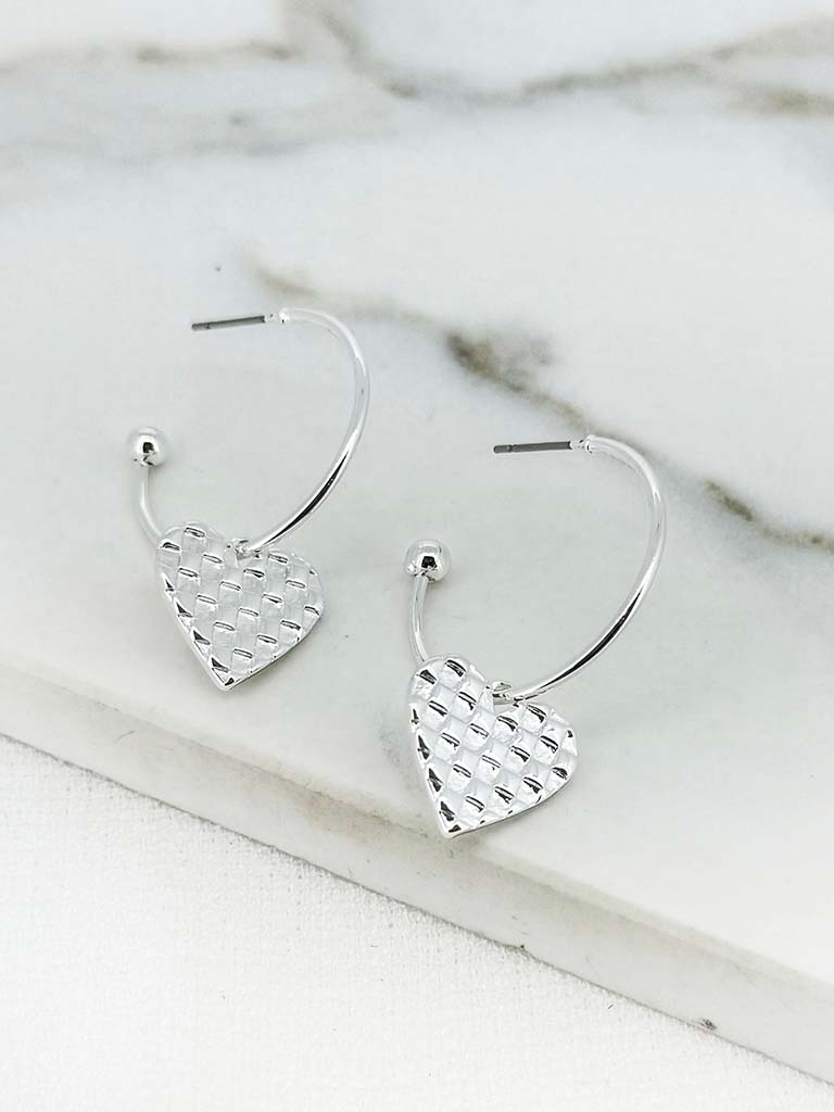 Envy Heart Hoop Earrings - Silver