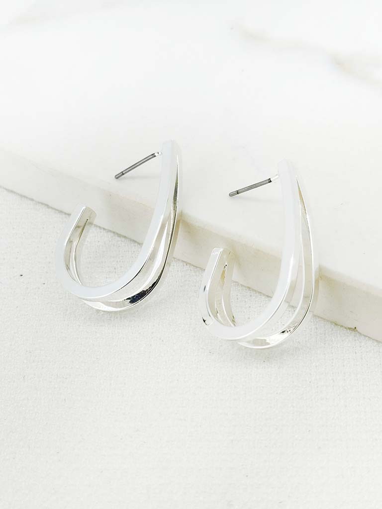 Envy Split Hoop Earrings - Silver