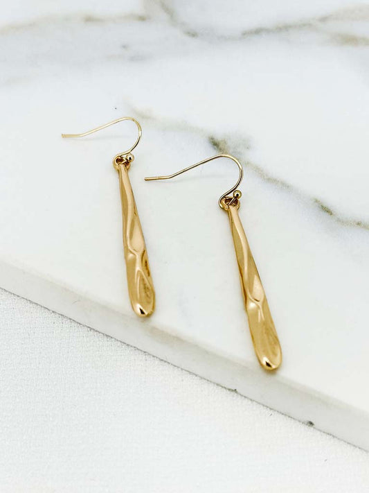 Envy Hammered Drop Earrings - Gold