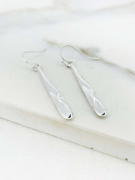 Envy Hammered Drop Earrings - Silver