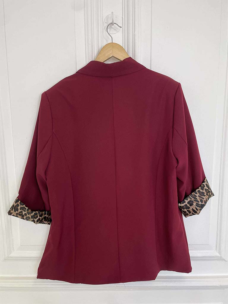 Leopard Cuff Blazer - Merlot