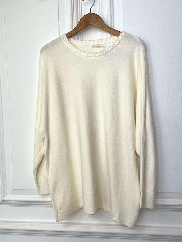 Braided Neckline Knit - Cream
