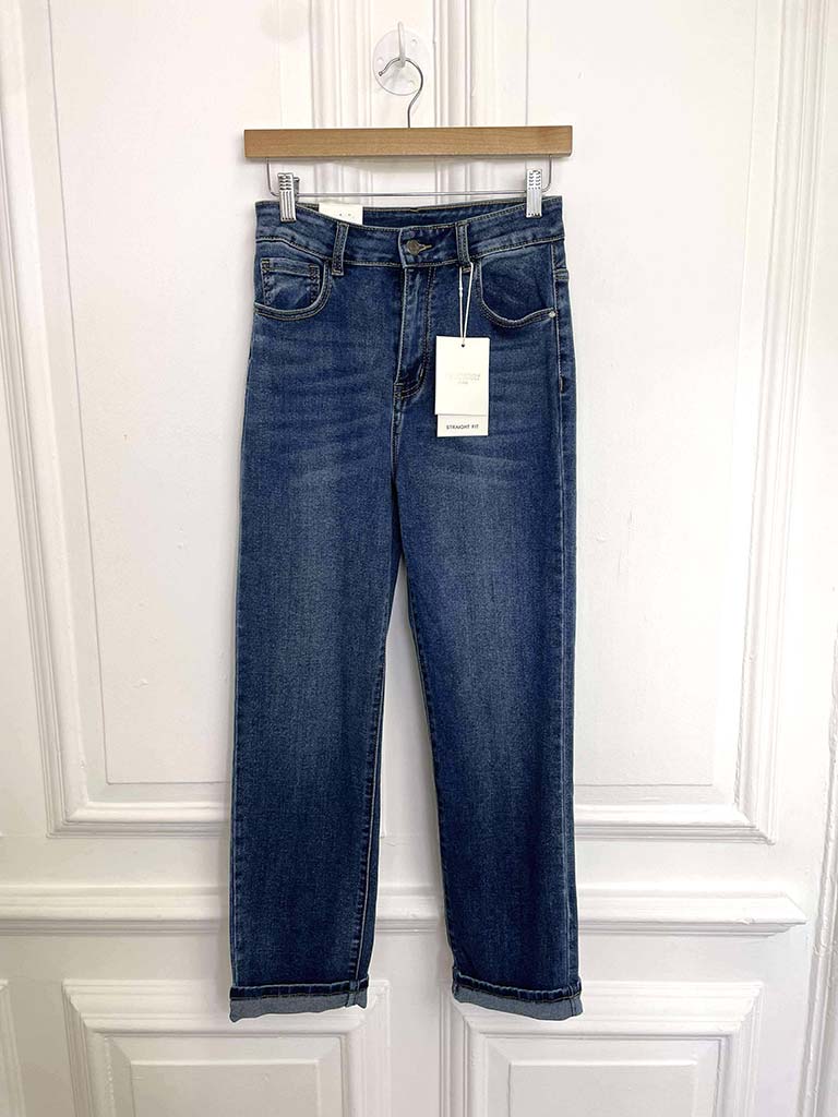 Straight Leg Stretchy Jeans - Classic Blue