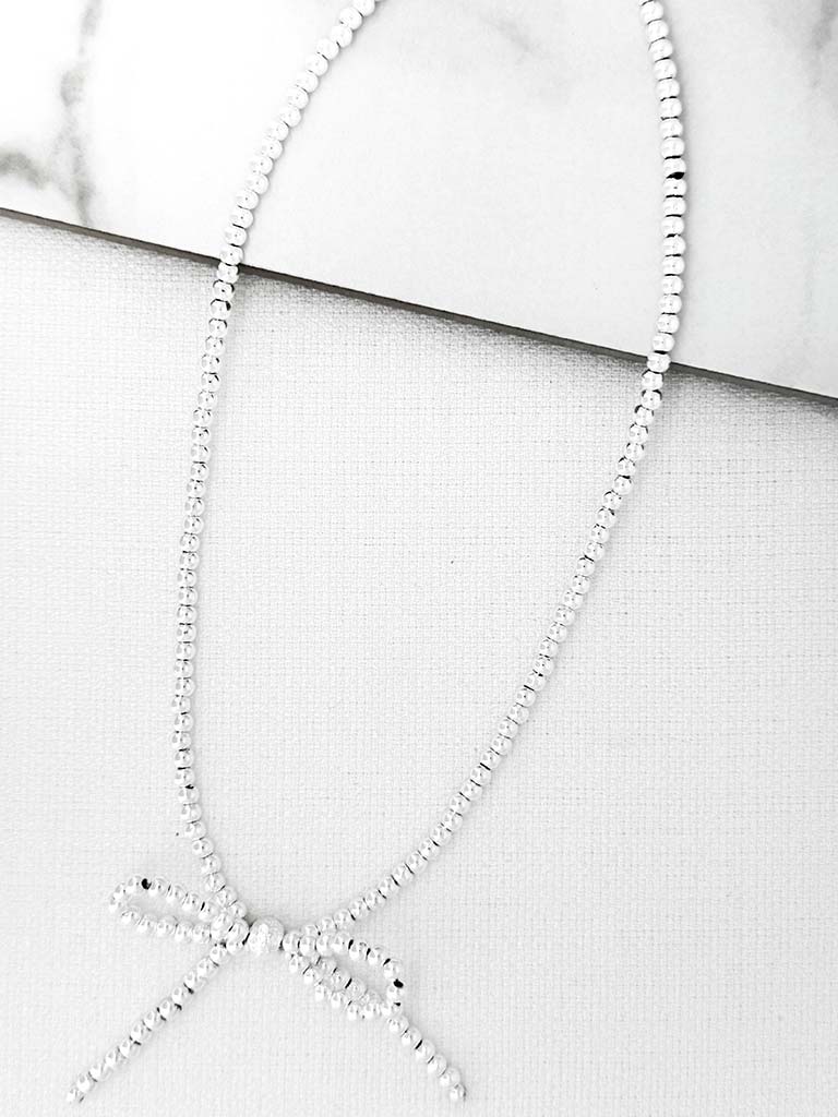 Envy Bow Necklace - Silver