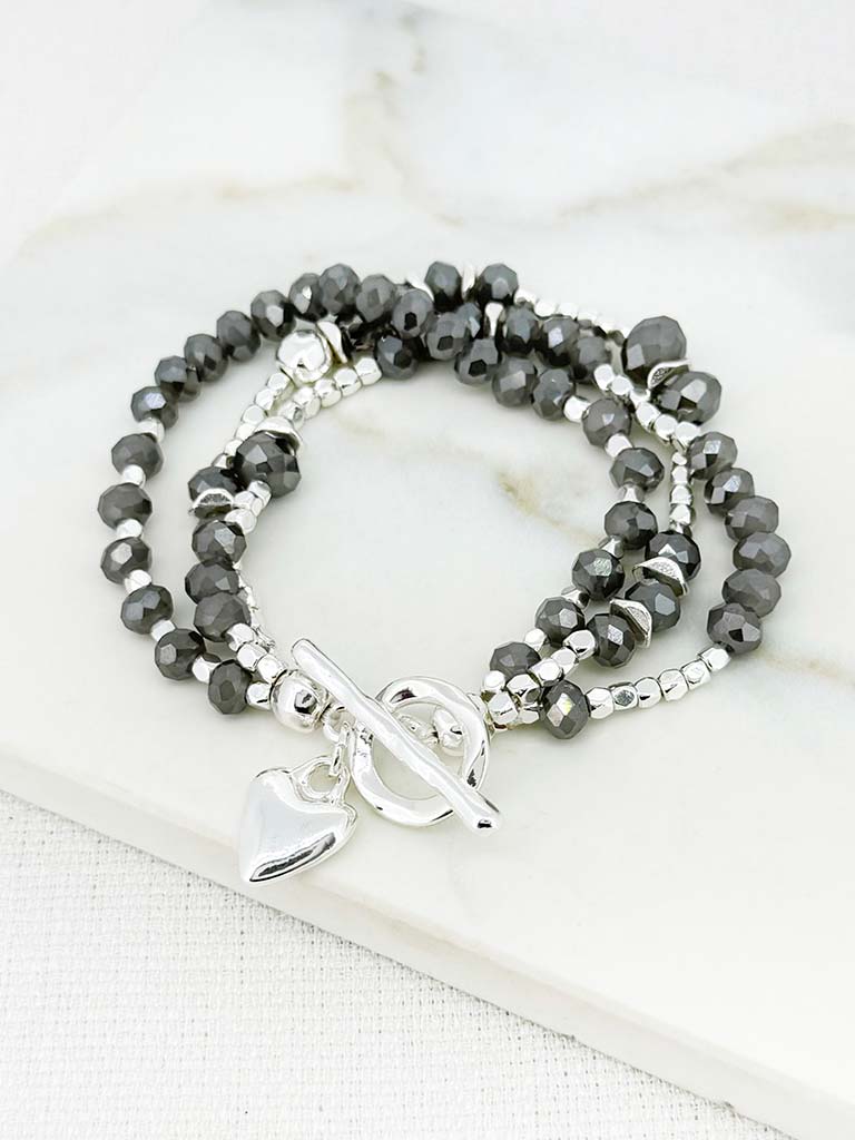 Envy T-Bar Bead Bracelet - Silver