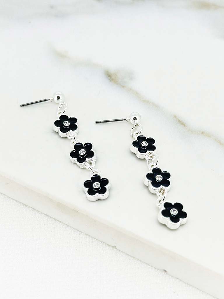 Envy Daisy Drop Earrings - Silver