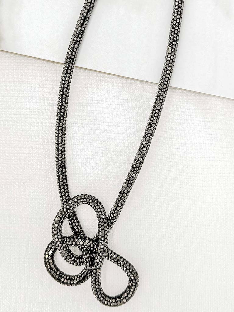 Envy Shimmer Knot Necklace - Black