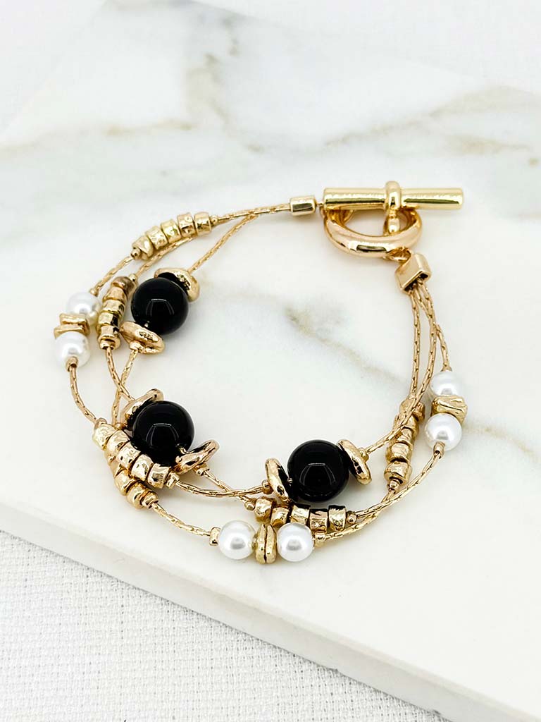 Envy Bead & Pearl Bracelet - Gold