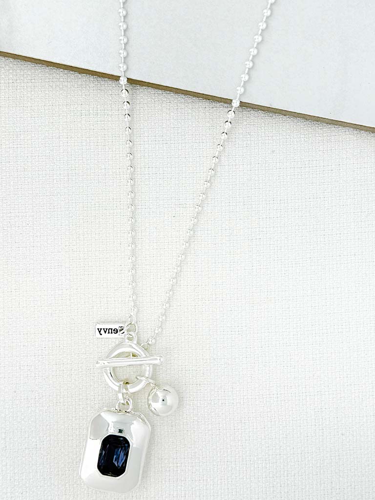 Envy Gemstone Charm Necklace - Silver