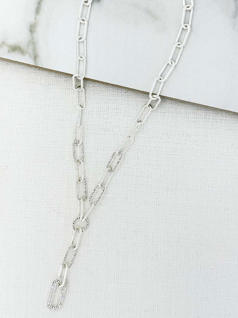 Envy Embellished Chainlink Necklace - Silver