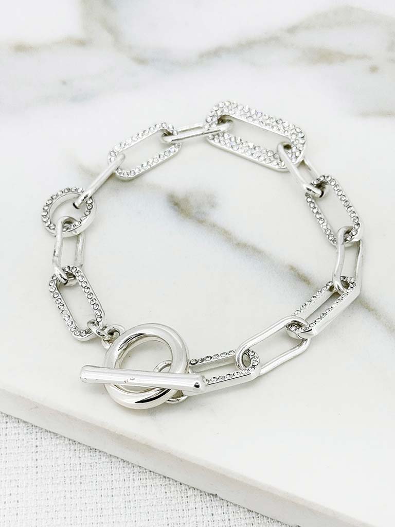 Envy Embellished Chainlink Bracelet - Silver