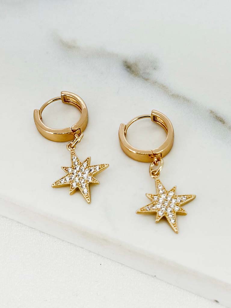 Envy Star Shimmer Hoop Earrings - Gold