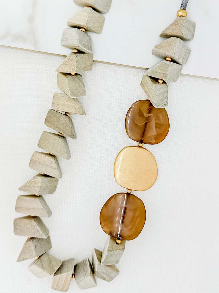 Envy Wood Effect Bead Necklace