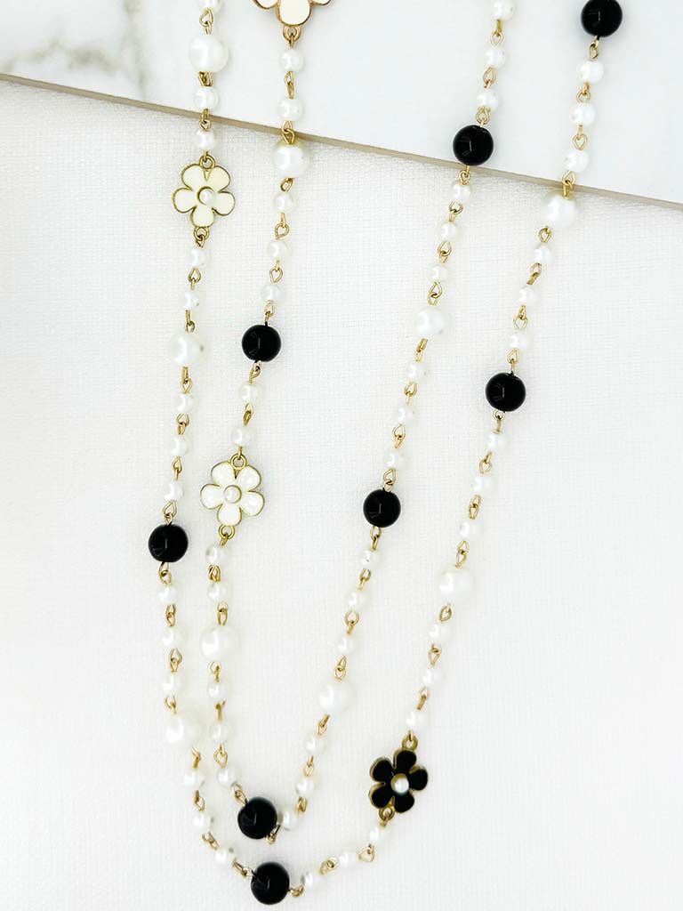 Envy Flower Pearl Necklace - Gold
