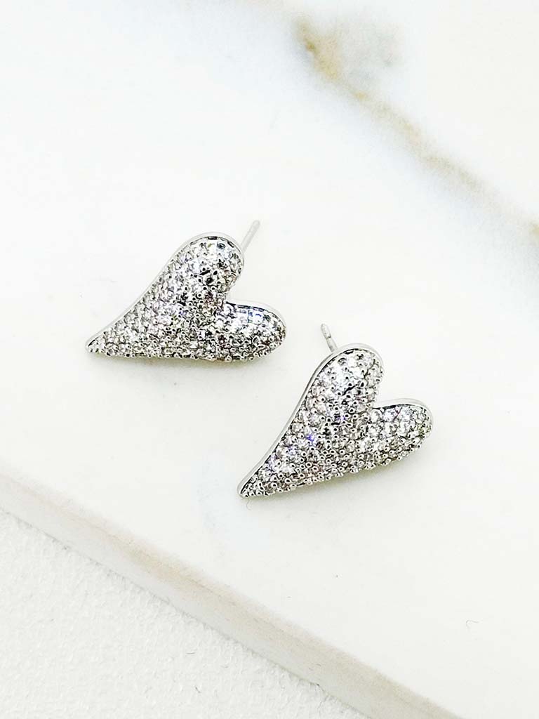 Envy Heart Shimmer Earrings - Silver