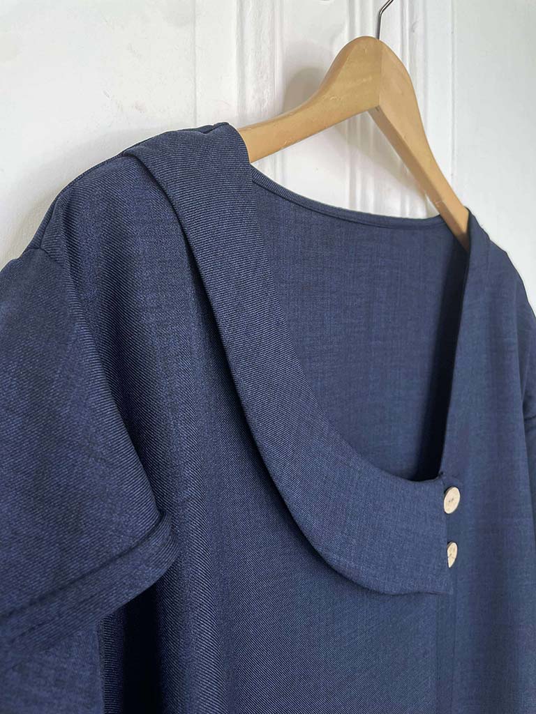 Asymmetric Lapel Top - Navy