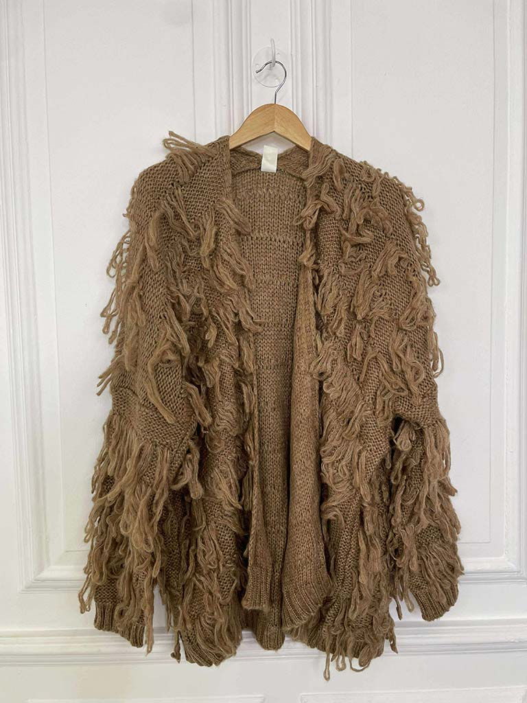 Slouchy Shaggy Cardigan - Caramel