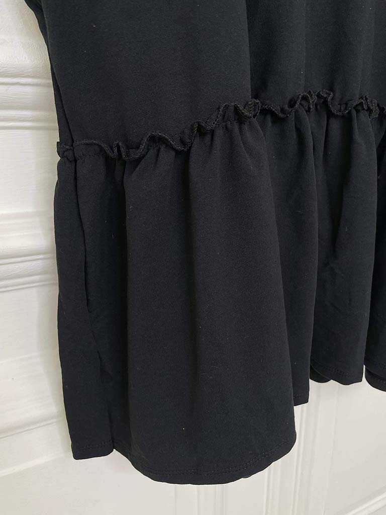 Drop Peplum Hem Dress - Black