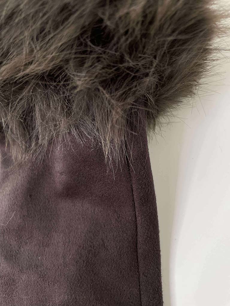 Malissa J Faux Suede Gloves - Brown