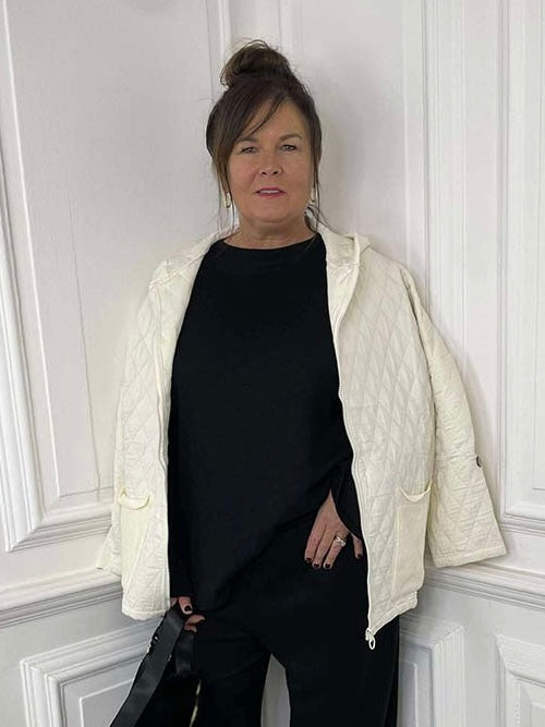 Quilted Hooded Jacket - Cream
