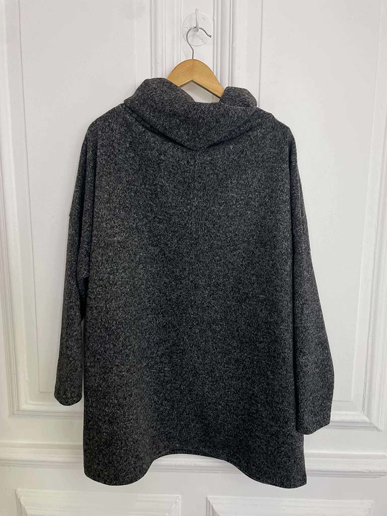 Cowl Pocket Tunic - Grey Marl