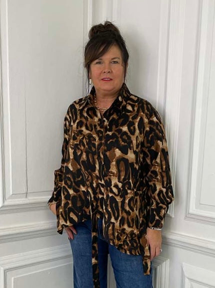 Malissa J Leopard Tie Side Shirt
