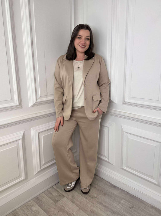 Side Stripe Jersey Joggers - Mocha