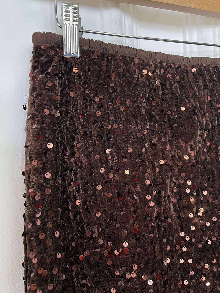 Sequin Pencil Skirt - Chocolate