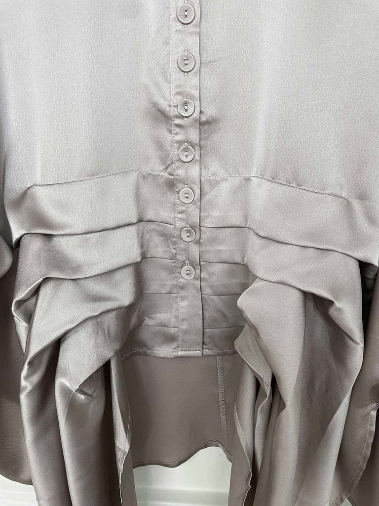 Malissa J Silk Feel Pleat Detail Shirt - Champagne