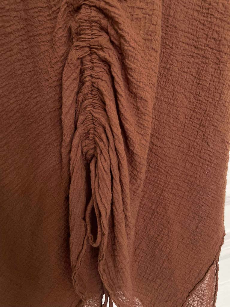 Seersucker Drawstring Top - Burnt Umber