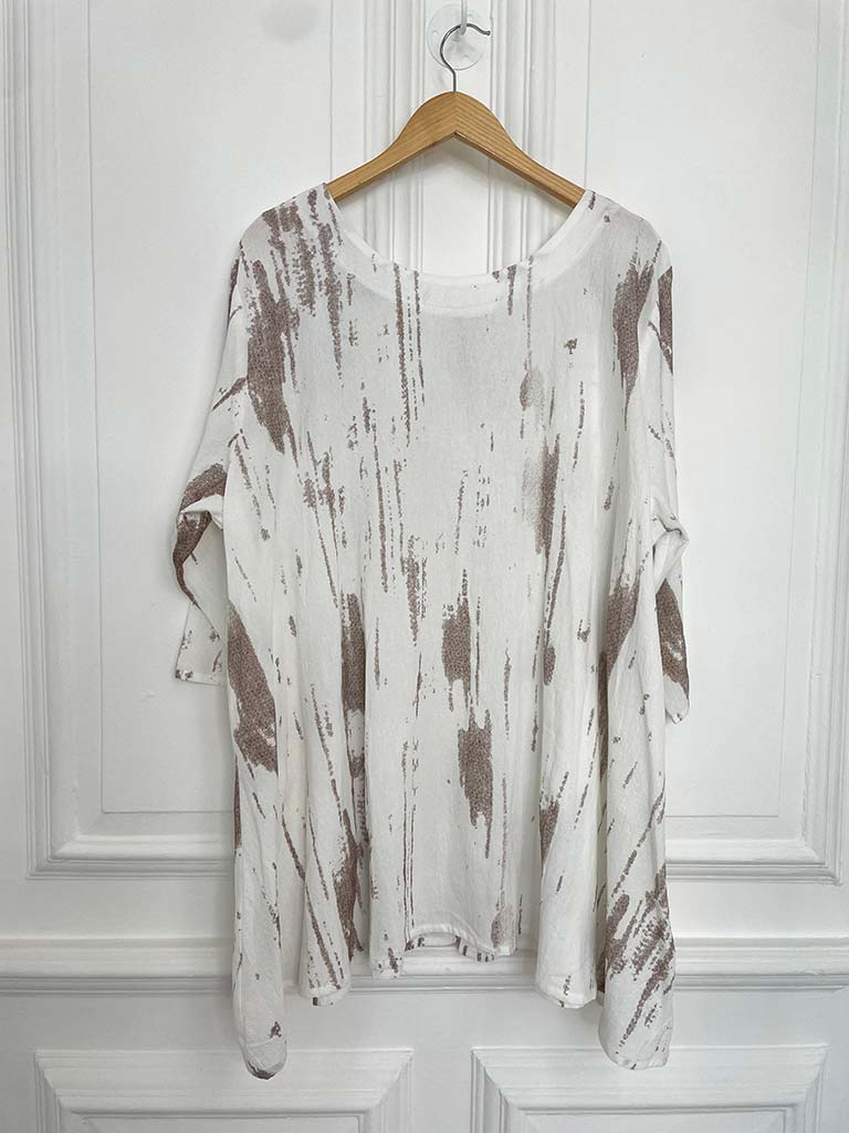 Ink Print Swing Tunic - Mocha