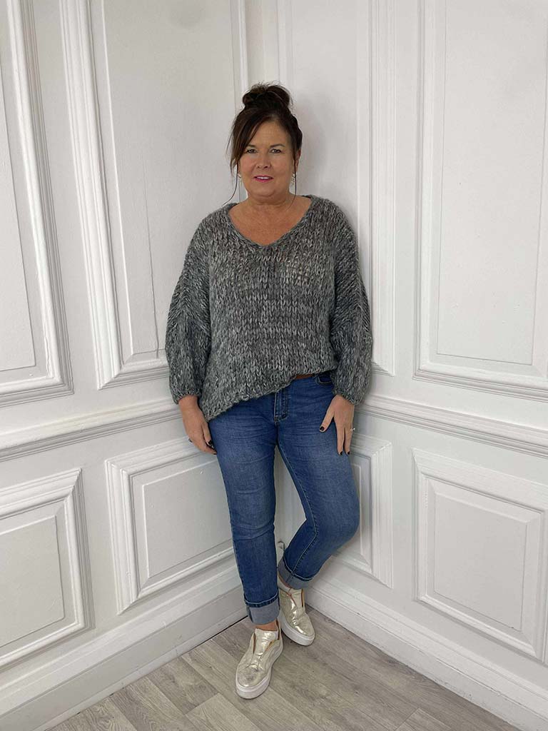 Slouchy Chunky Knit - Grey Marl
