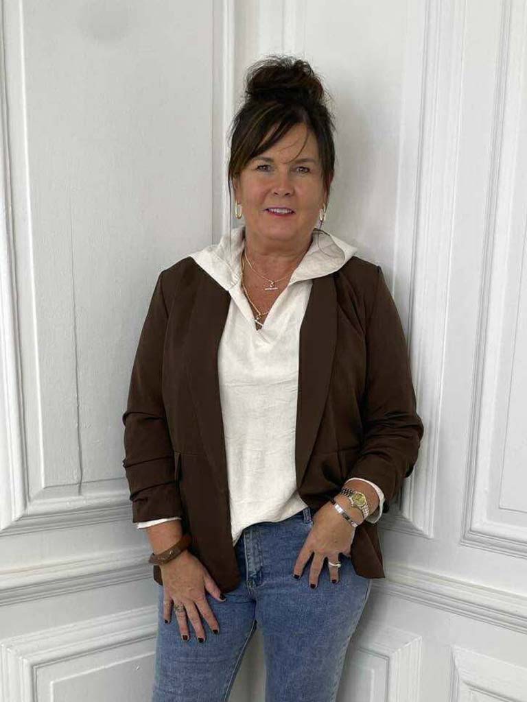 Ruched Sleeve Blazer - Chocolate