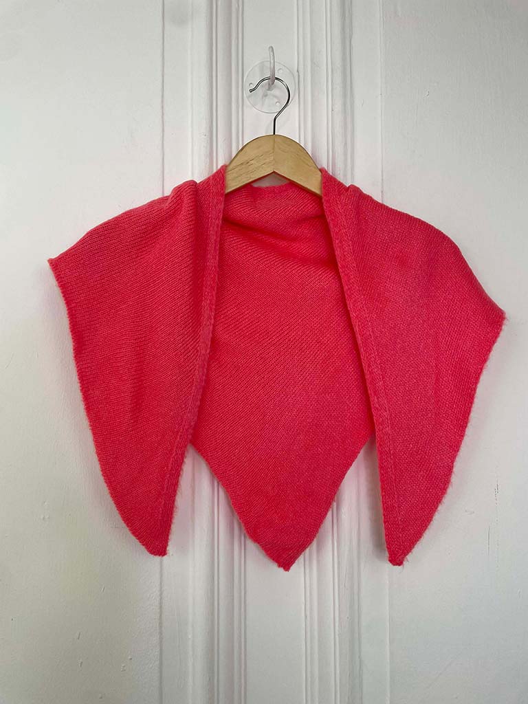 Knitted Triangle Scarf - Coral