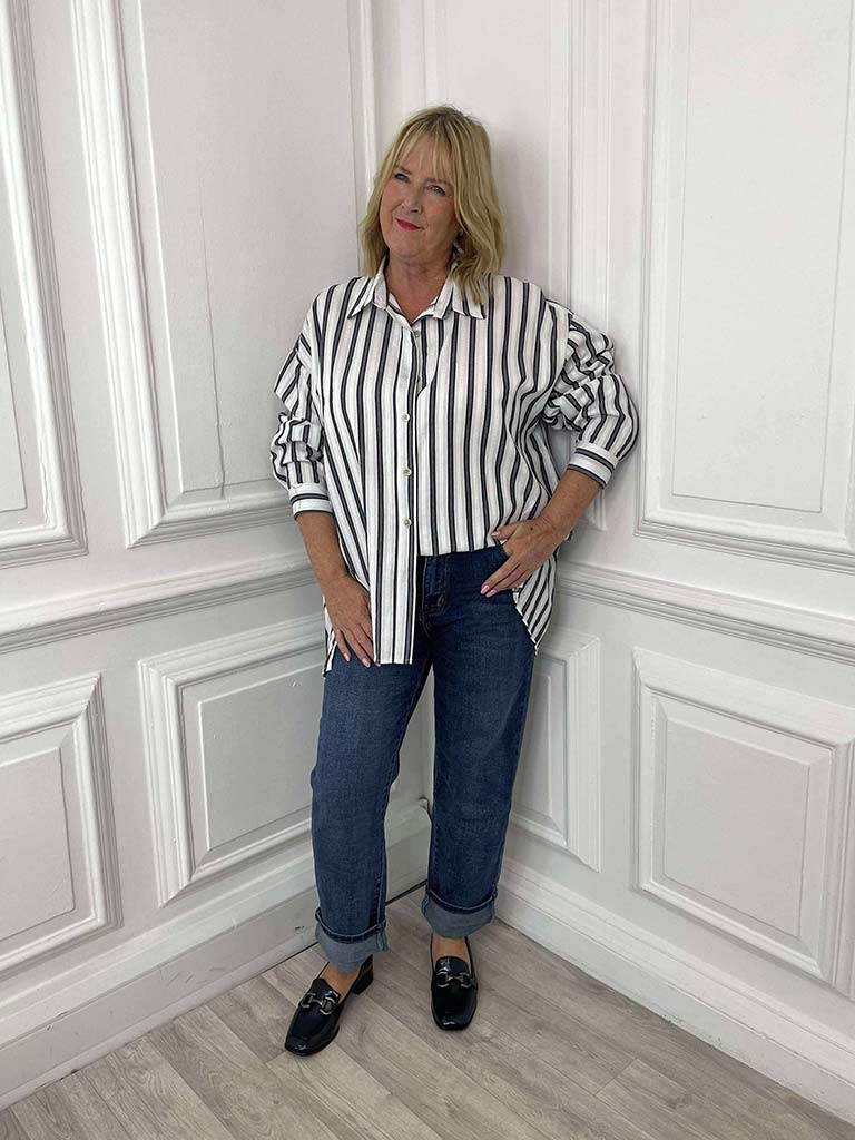 Striped Cotton Shirt - Black