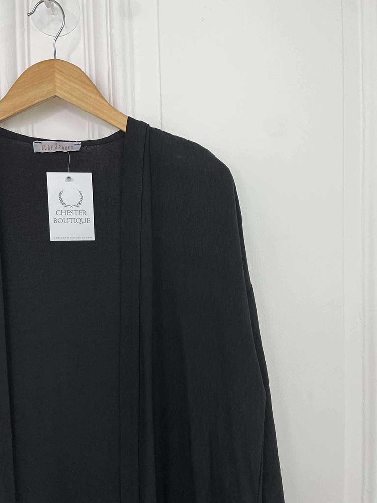 Longline Kimono Jacket - Black