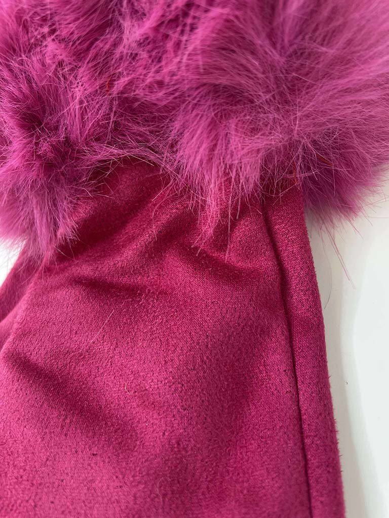 Malissa J Faux Suede Gloves - Hot Pink
