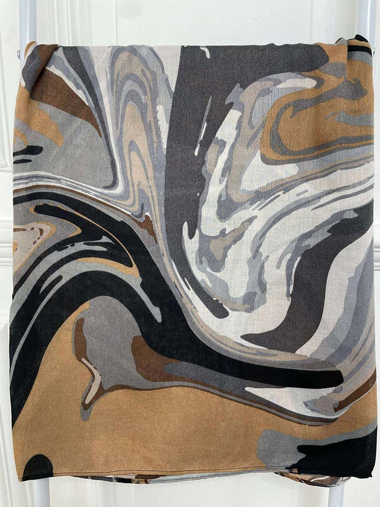 Marble Print Scarf - Black
