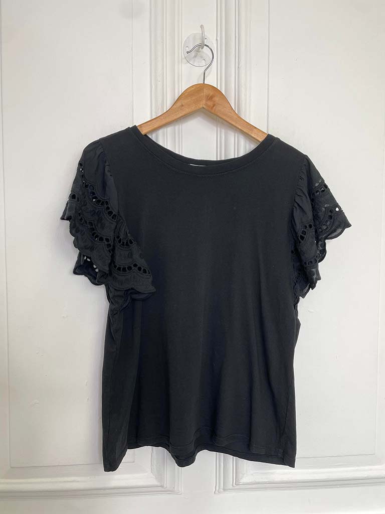 Broderie Anglaise Tee - Black