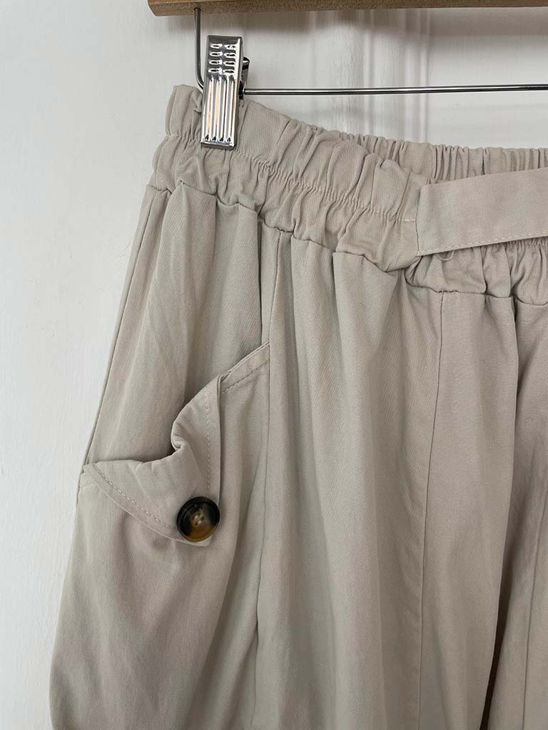 Cocoon Button Trousers - Stone