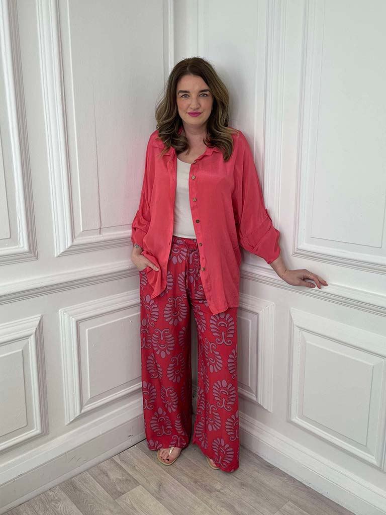 Silk Feel Classic Shirt - Coral