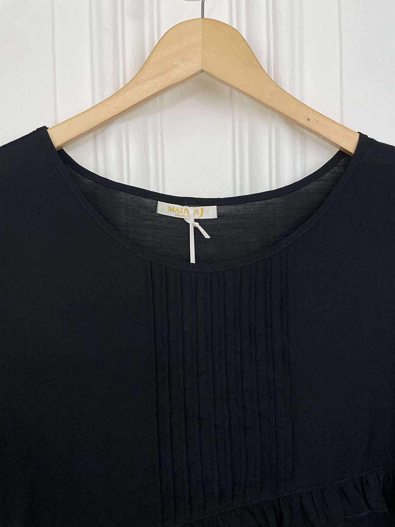 Malissa J Pin Tuck Top - Black