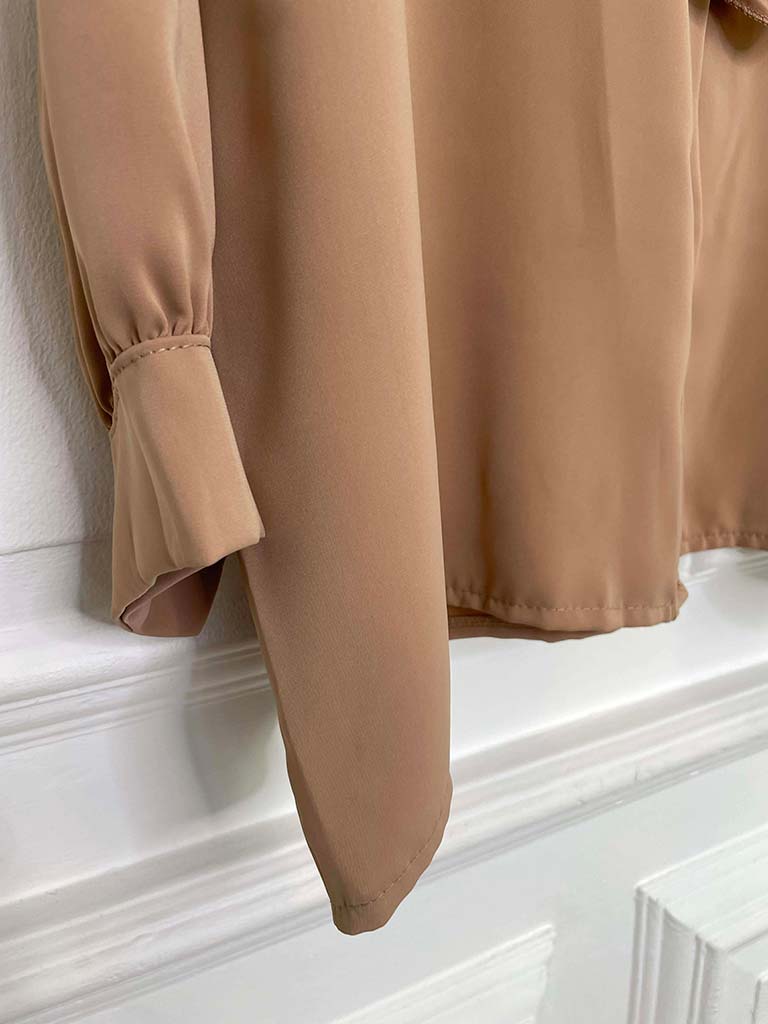 Plissé Ruffle Shirt - Caramel