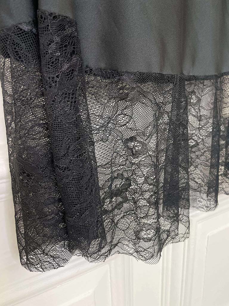 Lace Trim Maxi Skirt - Black