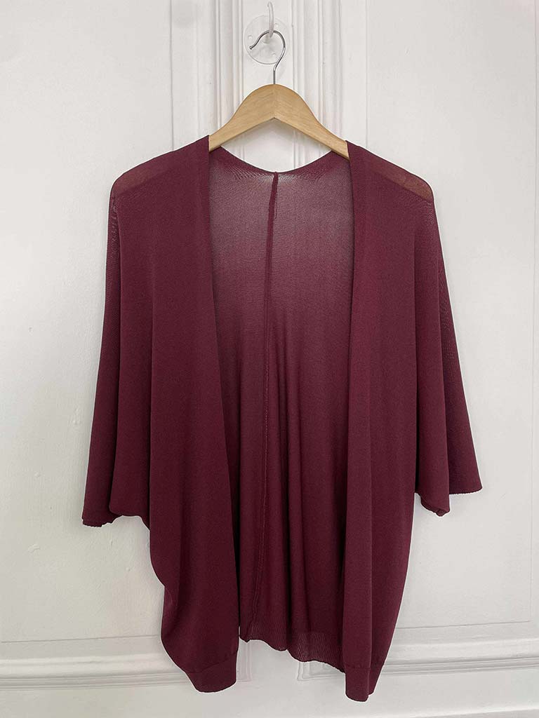 Fine Knit Kimono - Merlot