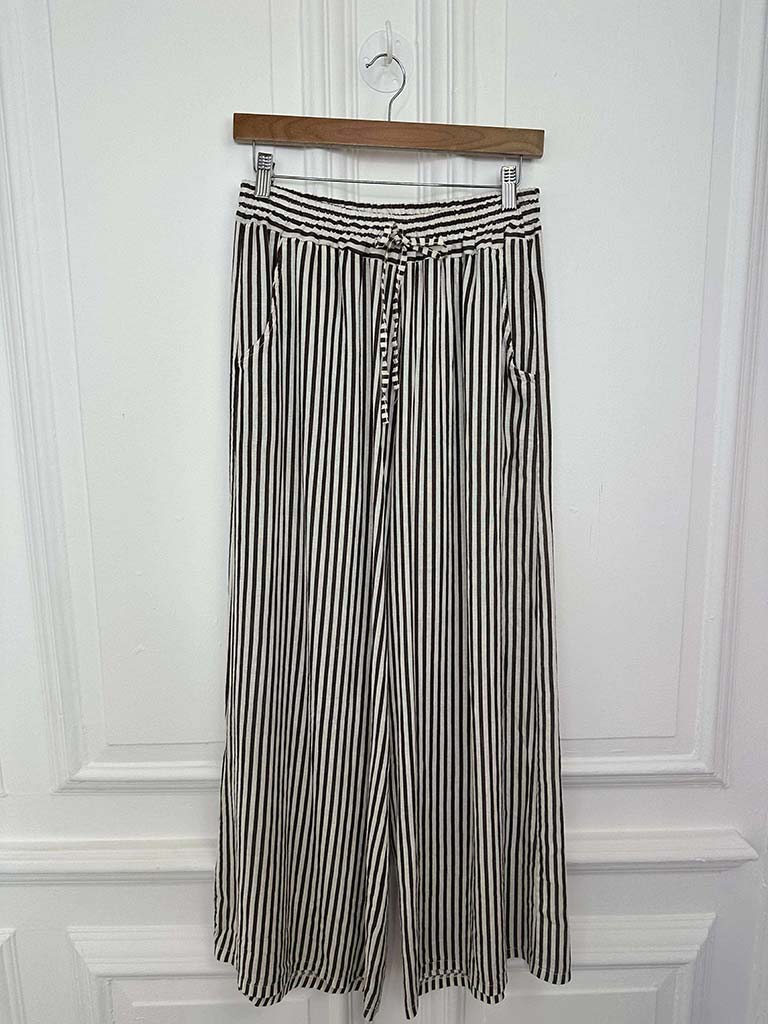 Stripe Linen Palazzos - Chocolate