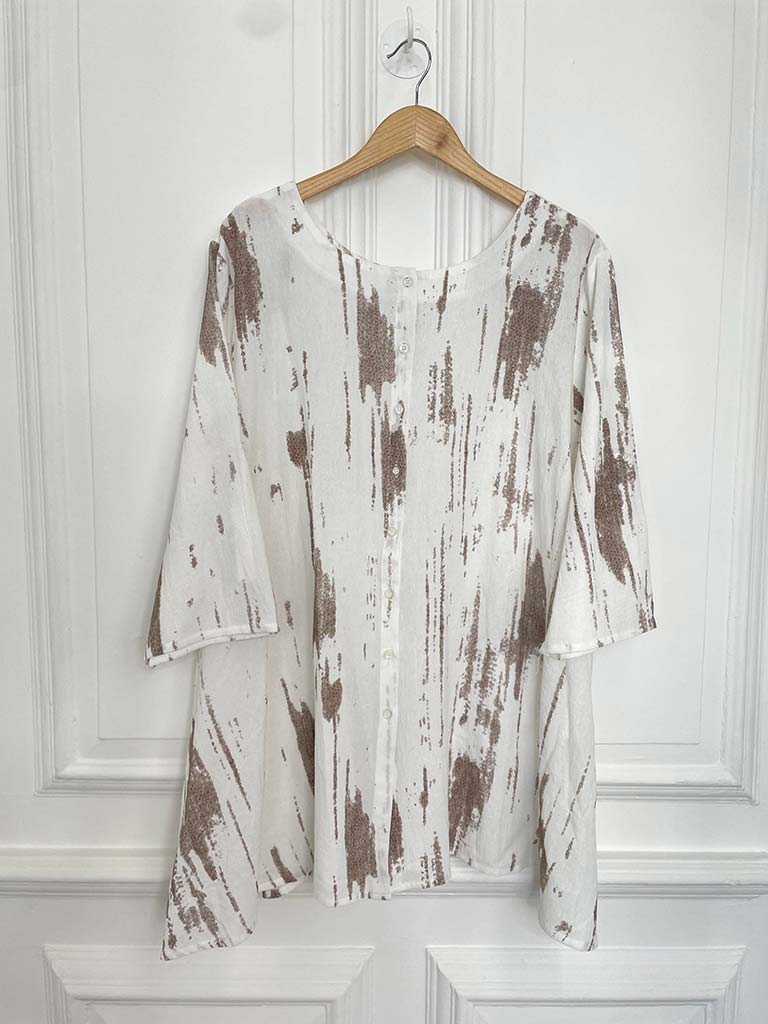 Ink Print Swing Tunic - Mocha