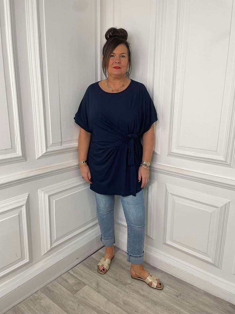 Relaxed Tie Tee - Navy